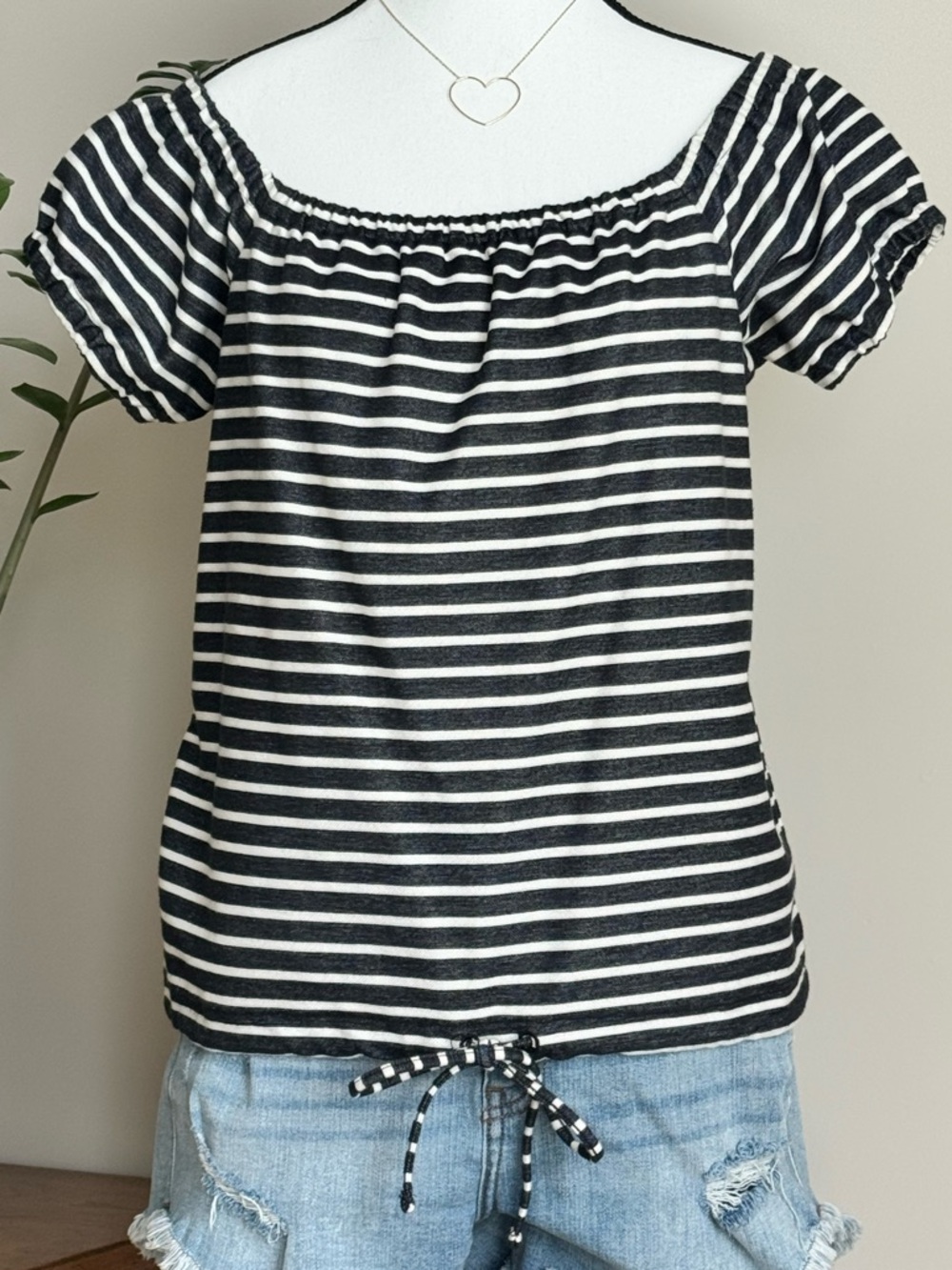🔹 Madewell Melody Striped Off-Shoulder Women's Top size Medium - Picture 5 of 6